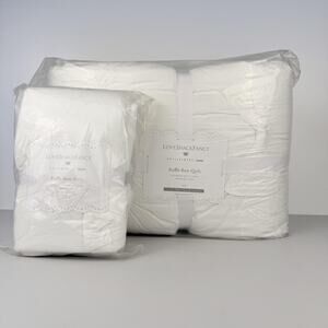 LoveShackFancy X Pottery Barn Teen Ruffle Bow Quilt TWIN & Sham Set White White